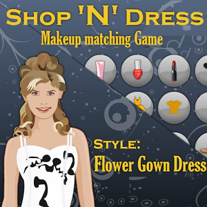 Shop 'N' Dress Makeup matching Game Style: Flower Gown Dress