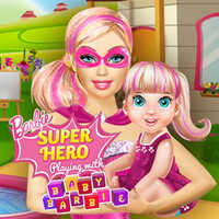 Barbie Super Hero Playing With Baby Barbie