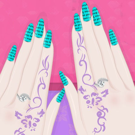 News Paper Print Nails Girls Manicure